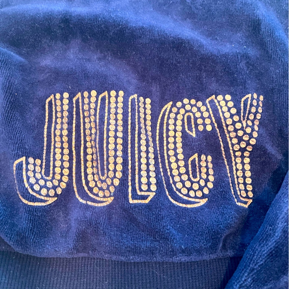 Juicy Couture Blue Velour Hoodie and Pants Set with Crown Embroidery - Picture 4 of 4